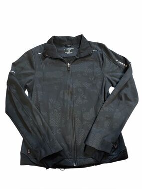 Brooks Black Floral-Print Full-Zip Utility Jacket